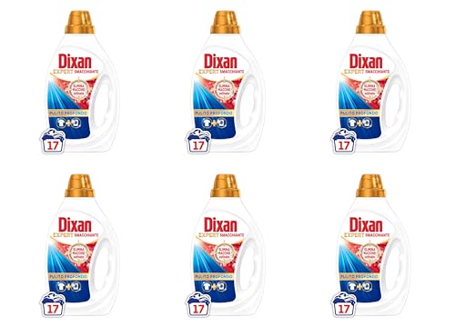 Dixan Liquido Expert Smacchiante Detersivo Lavatrice (6 Confezioni, Totale Lavaggi 102), Per Una Pulizia Profonda Del Bucato E Freschezza Igienica Per