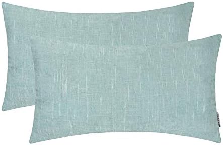 HWY 50 Aqua Lumbar Throw Pillows Covers 12x20 Inch for Couch Sofa...
