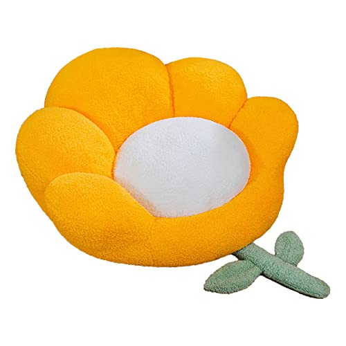 Goodliest Flower Seat Cushion Cute Floor Pillow Thickened Flower Shape Floor Pillows Seating for Adults Floor Cushions for Relax Yoga Meditation Yellow 25.59" x 23.62"