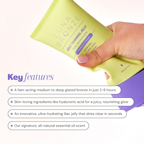 Image of Self Tanning Jelly | Purple Self Tanner with Hyaluronic Acid and Natural DHA | Quick Dry, Non-Sticky, Streak Free | Medium to Deep Tan in 2-8 Hours, Vegan, Cruelty Free (150ml /5.1 fl. oz)