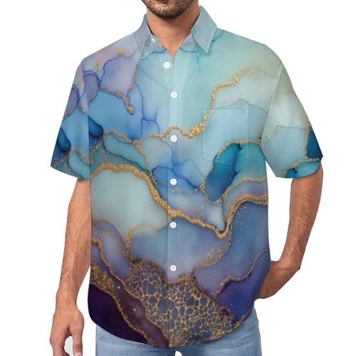 Camisa de manga corta para hombre con estampado de mármol abstracto