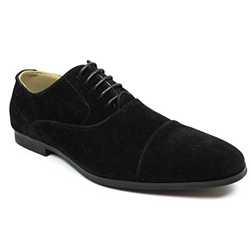 Men's Cap Toe Black Suede Dress Shoes Lace up Oxfords by Azar
