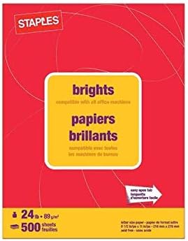 Staples Brights - Papel multiusos, 24 libras, 8.5 x 11 pulgadas, rojo, 500resma