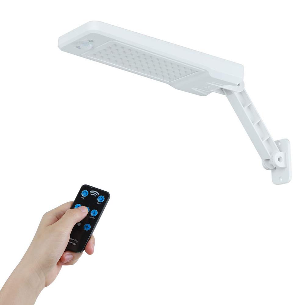AolytySolar Motion Sensor Street Light with Adjustable Pole Outdoor Waterproof Romate Control Solar Powered Adjustable Brightness for Yard Garden Basketball Court Walkway (White, 60 LEDs)