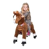Miweba PonyCycle Amadeus - 3 Jahre Garantie - U Serie - Schaukelpferd - Kuscheltier auf Rollen - Kinder - Pony - Tierlaute Pferd - Reiten - Plüschtier - MyPony - 4-9 Jahre
