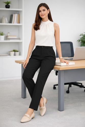 Image of Women's Formal Trousers | Stretch & Regular Fabric Options | Straight Fit Office Wear Pants with Pockets | Casual Trouser for Womens