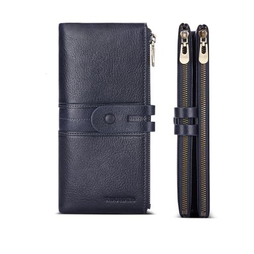 VANNANBA Premium Vintage Leather Long checkbook Zipper Wallet for Men