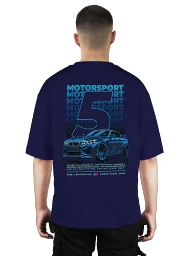 Image of Buy That Trendz Mens Oversized Tshirt 5 Motorsport Printed Crew Neck Cotton Drop Shoulder Half Sleeve Stylish Tshirt