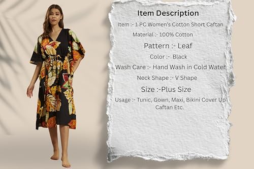 Image of Ravaiyaa Women Printed Cotton V-Neck Knee Length Kaftan Dress Nighty