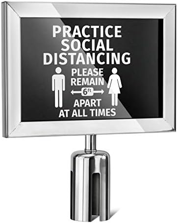 New Star Foodservice 1028782 Stanchion Top Sign Frames, Landscape, Stainless Steel