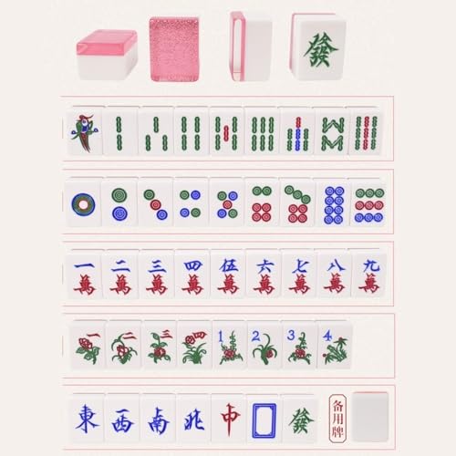 Juego Chino Mahjong con 144 piezas en caja de madera miniatura 5