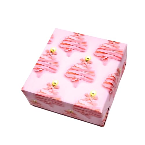 arkamii carta da regalo formato 86 x 64 cm disegno natale natalizio 3 fogli formato grande albero rosa fiocco (ND5)