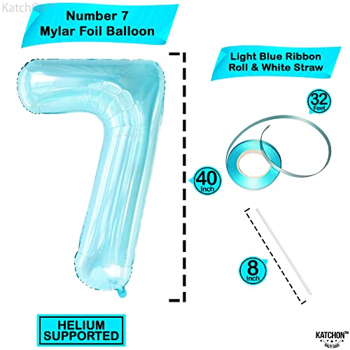 Image of KatchOn Light Blue Number 7 Balloon 40 Inch