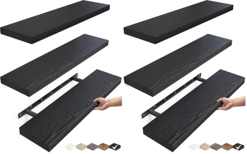 Image of BAYKA Black Floating Shelves 22.5in, Set of 3, Wall Mounted for Wall Decor (Pack of 2)