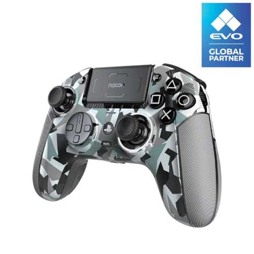 nacon revolution 5 pro officially licensed playstation wireless gaming controller for ps5  ps4  pc - hall effect trigger stops mappable buttons bluetooth audio - arctic camo