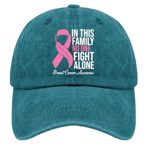 Paunook in This Family no one Fight Alone Hats Men Cap Cyan Blue Mens Hat Gifts for Son Workout Hat