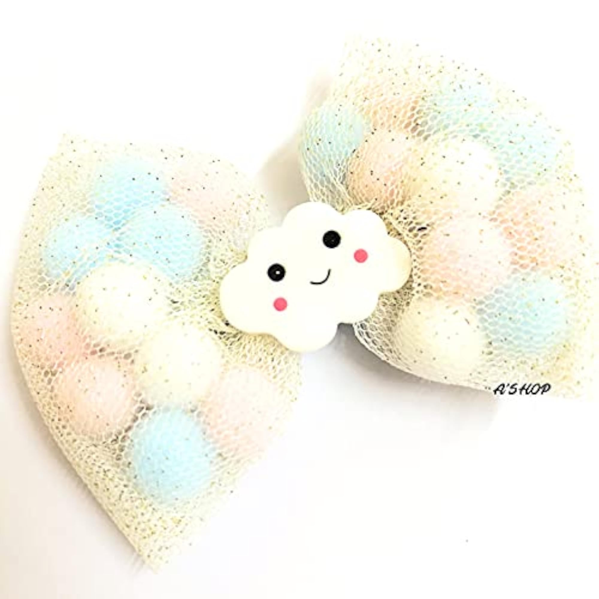 Girls' Colorful Pompom Shimmery Alligator Clip Bow, Gift