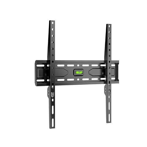 goobay Fixed TV Wall Mount 32 to 75 Inches (81-191 cm) Extra Flat Wall Mount (2.7 cm Distance) with Integrated Spirit Level - TV Bracket up to 45 kg, Compatible with Vesa 400 x 400 Black - 79755