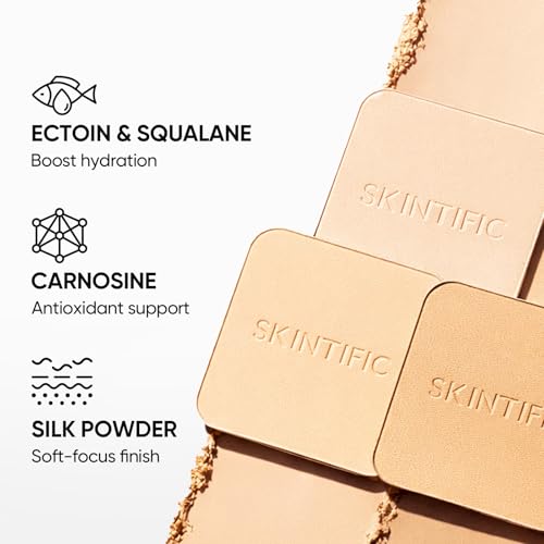 Image of SKINTIFIC Ultra Cover Powder Foundation For Oily Skin 1WN Ecru Vanilla | Full coverage matte finish, one-swipe flawless, oil control, long-lasting pore-blurring pressed powder for oily skin.