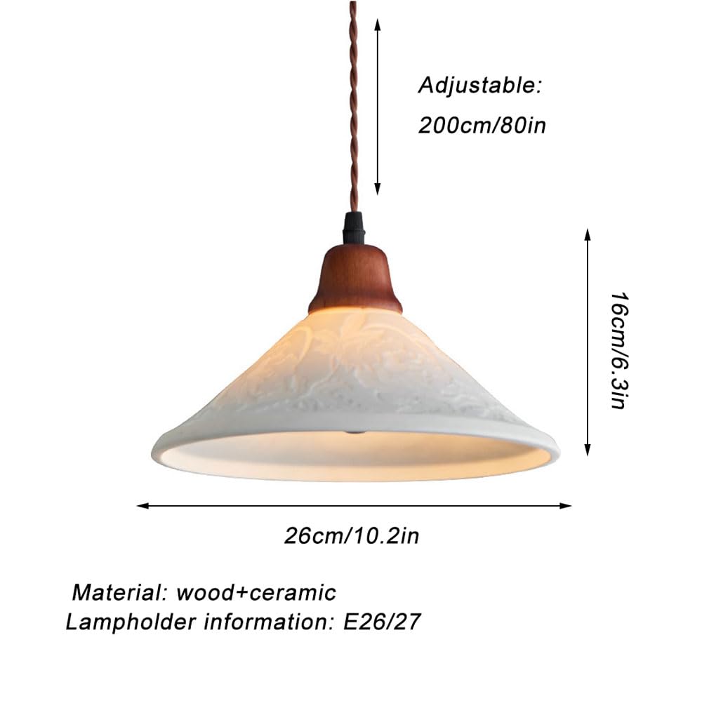 Brązowy drewniany korpus lampy wiszące oprawy sufitowe, ceramiczny abażur, oświetlenie wewnętrzne, lampa wisząca z regulowaną liną, do sypialni, oprawy sufitowe do salonu Star of Light