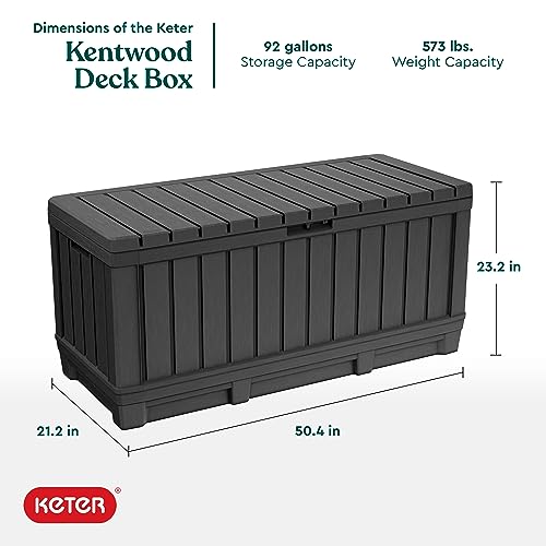 Keter 249621 Kentwood 92 Gallon Resin Deck Box-Organization And Storage For Patio Furniture Outdoor Cushions thumb #2