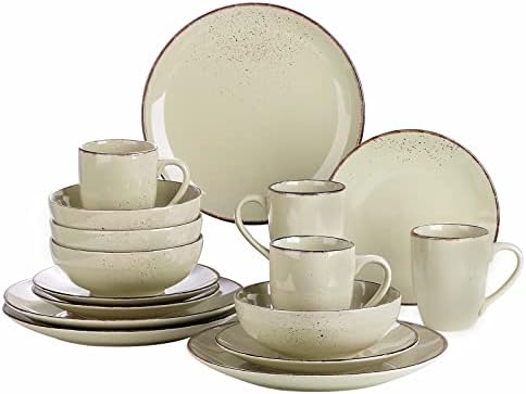 vancasso Navia Tropical Dinner Set, Stoneware Vintage Look Multicolored Dinnerware Tableware, 16 Pieces Dinner Service Set for 4, Include Dinner Plate, Dessert Plate, Cereal Bowl and Mug