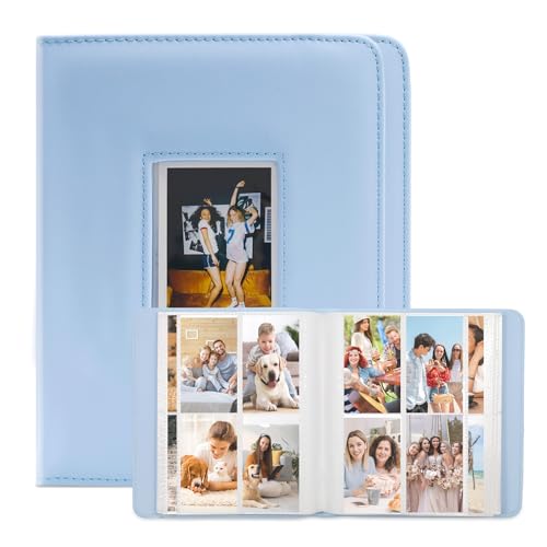 Mini Photo Album, Fits Fujifilm Instax Mini, fotoalbum med 288 fickor, för förvaring av 3-tums foton och andra användningsområden (blå)