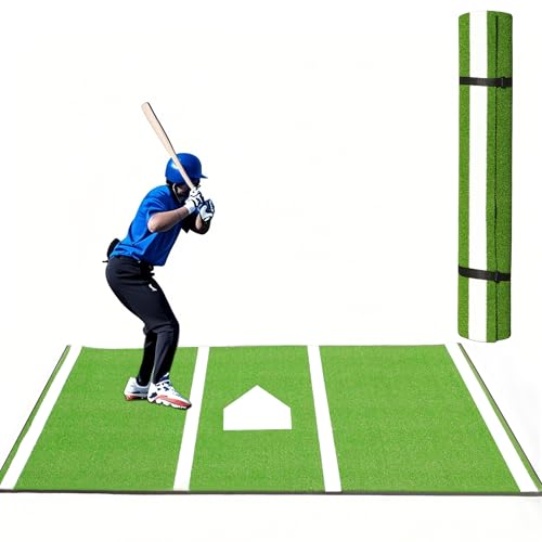 Thickened 10ft x 5ft Baseball Hitting Mat with Carry Bag