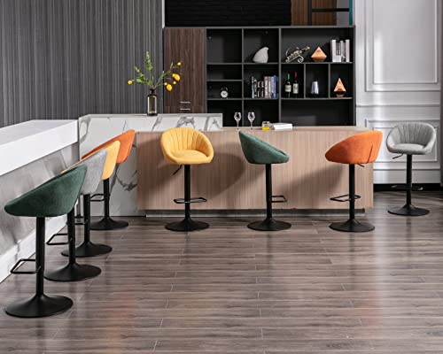 Cimota Swivel Adjustable Bar Stools Set Of 2 Modern Counter Stools Bar Chairs With Back For Dining Room/Kitchen Island/Home Bar, 25-33 Inch Seat Height, Orange Terrycloth #TOP6