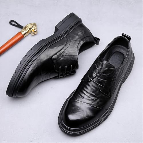 Men's Genuine Leather Chunky Sole Oxfords Spring Breathable Business Casual Dress Shoes British Style Fashion Footwear3