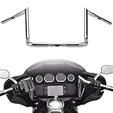 RIDLOG Motorcycle Handlebars 12' Rise Ape Hangers Handlebar, 1-1/4' 1.25 inch Motorcycle Ape Hangers Fit for Harley Touring Electra Glide 1986-2023 Street Glide 2006-2023 (Chrome)