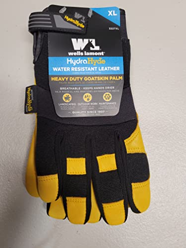 Men's Goat Skin Leather Palm Work Gloves, Water-Resistant HydraHyde, Medium (Wells Lamont 3227) (Extra Large)