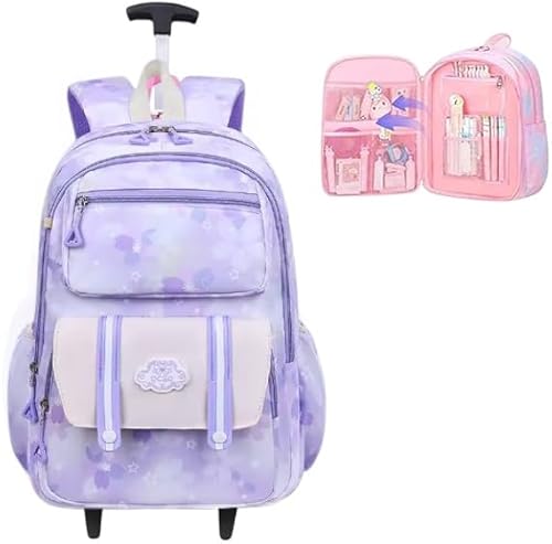 Mochila Escolar De Rodinhas carrinho Juvenil feminina e masculina menino e menina (carrinho, lilas)