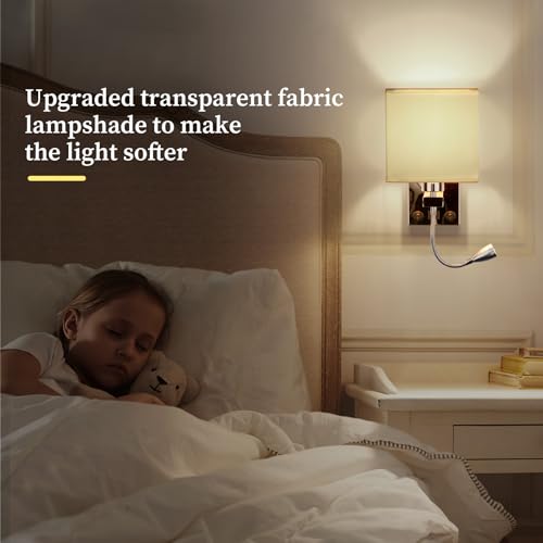 Lámpara de pared moderna E27 con iluminación LED orientable e interruptores dobles 5