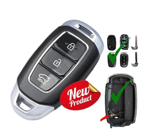 Image of Car Key Replacement Remote Key Shell for Hyundai Verna Fluidic (2017-23) 3 Buttons Smart Key..