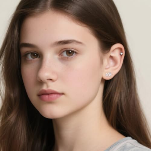 Reffeer Solid 925 Sterling Silver CZ Infinity Heart Stud Earrings for Women Teen Love Heart Stud Earrings2