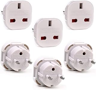 SPARK KNOT 6 Pack EU Travel Adapter - UK to European Plug Adapter - Travel Plug Converter UK to EU Type C, E, F for Spain, France, Russia, Italy, Germany, Portugal, Turkey & More (White)