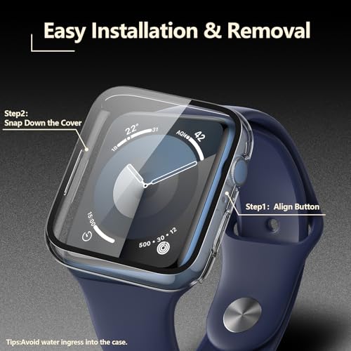 Carcasa rígida Apple Watch SE 40mm impermeable con protector de cristal templado HD 6
