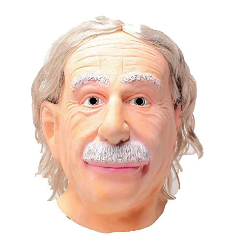 Celebrity Mask-Human Old Man Mask Realistic Halloween Latex Human Wrinkle Face Mask-Card Face and Fancy Dress Mask-Latex Full Head White hair ,Adult Size