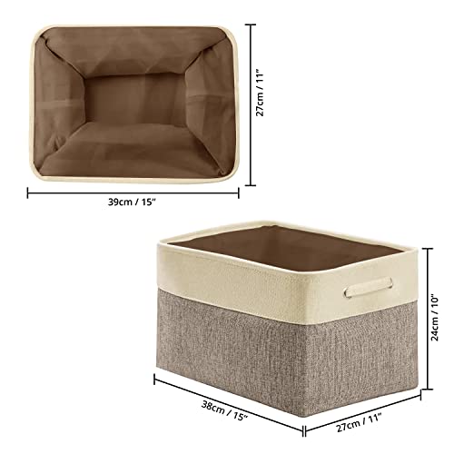 Image of ABOUT SPACE Cupboard Organizer for Clothes - 3 Pack Wardrobe Storage Bins - Underbed Laundry Foldable Bag with Sturdy Handles for Sarees, Blankets, Comforters, Books and Toys (Brown)
