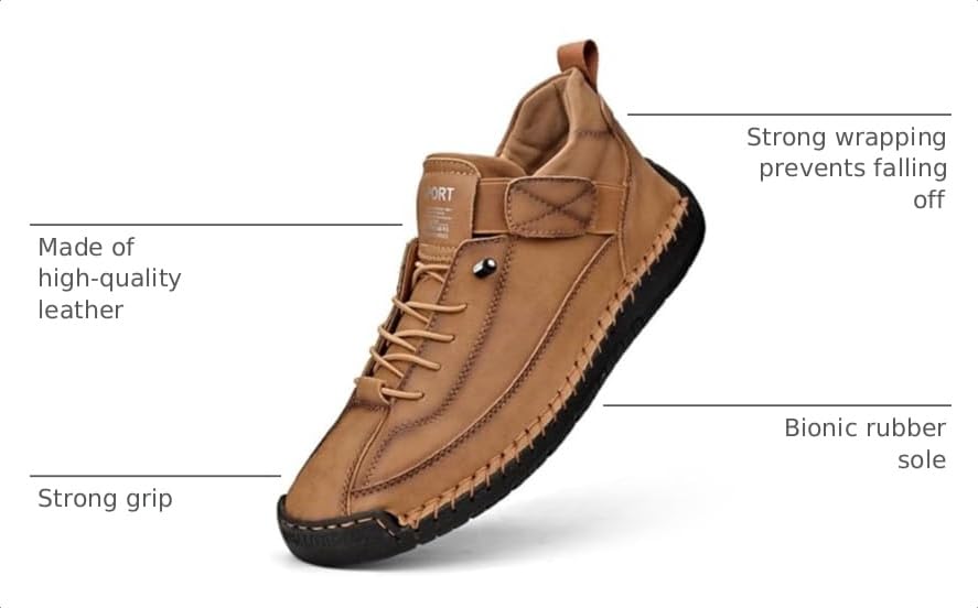 Image of Chukka Boots Mens Beck Shoes Adjustable Leather Shoes for Men Slip On Sneakers Mens Fashion Shoes Comfortable Handmade