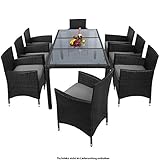 BB Sport 17-teilige Polyrattan Garten Essgruppe Terasse Sitzgruppe 8 Personen Gartenmöbel mit Kissen - 3
