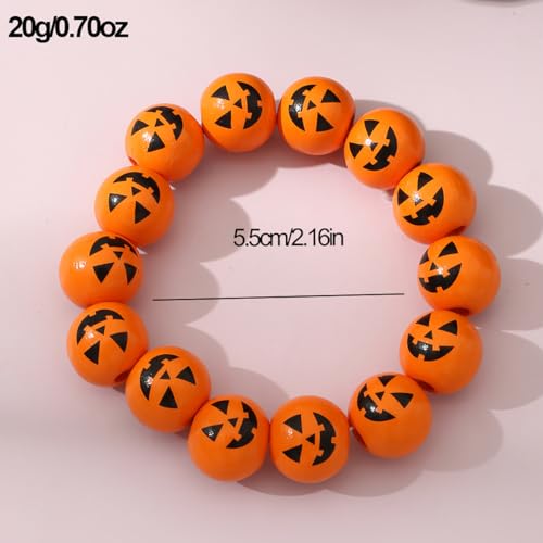 Cute Pumpkin Beaded Bracelets - Stretchable Halloween Accessory for Cosplay & Party Costume Jewelry4