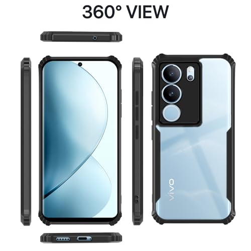 Image of Pikkme Back Cover for Vivo V29 / V29 Pro 5G | Ultra Hybrid Shockproof Case | Full Camera Protection | Raised Edges | Clear Transparent Bumper Case (Black)