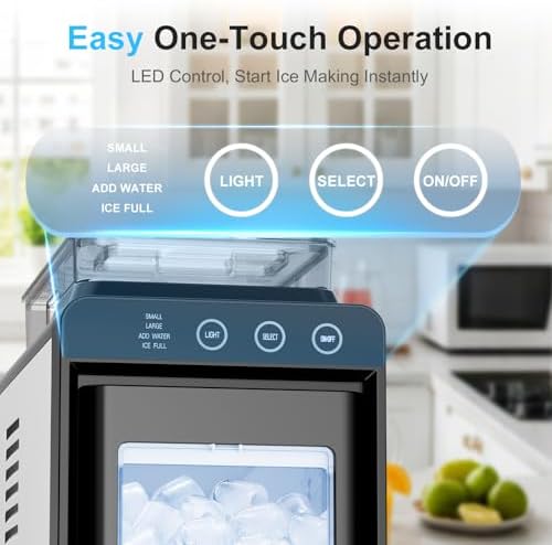 Kismile Countertop Ice Maker, 26lbs/24H Bullet Ice Machine, 8 Ice Cubes in 6 Minutes, Dual Water Tanks with 1.2L Top Tank, 2 Ice Sizes, Self-Cleaning, Compact Portable Ice Maker for Home, Kitchen & RV - 2