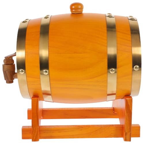 Homoyoyo Barril de Vino de Madera de 15 litros Color Amarillo Marrón Grifo y Soporte Dispensador para Almacenamiento y Añejamiento de Vino Tinto Cerveza y Licores Adecuado para Bar y