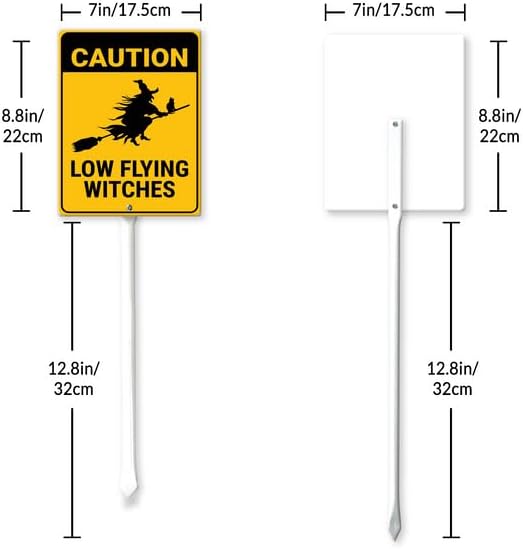 Miniatura 11 de Eveokoki Halloween Yard Sign Flying Lessons Decorations Yard Signs Decorative Garden Stakes Aluminum Outdoor Lawn Signs for Halloween Party Yard