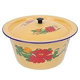 Plat de service en émail avec couvercle : surface lisse, facile à nettoyer et à utiliser, facile à transporter et à ranger à la maison, bols à soupe vintage