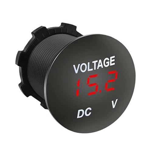 ZYTC Mini voltímetro impermeable con pantalla digital LED, medidor de voltaje, tipo largo DC 12V-24V, universal para cochemotocicletacamión rojo
