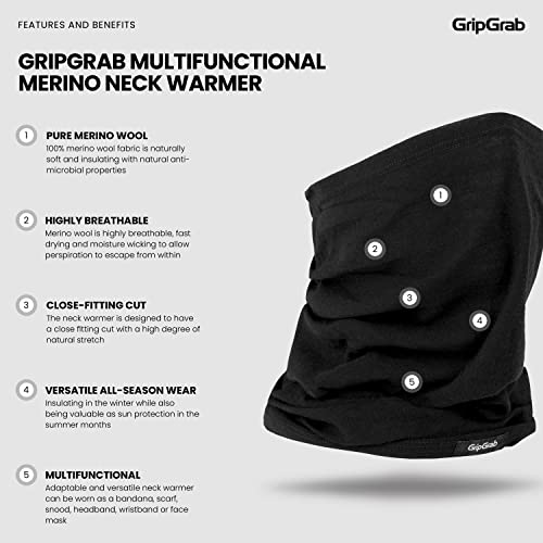 GripGrab Multifunctional Merino Wool Neck Warmer Thermal Cycling Winter Neck Gaiter Merino Neck Tube Scarf Lightweight2